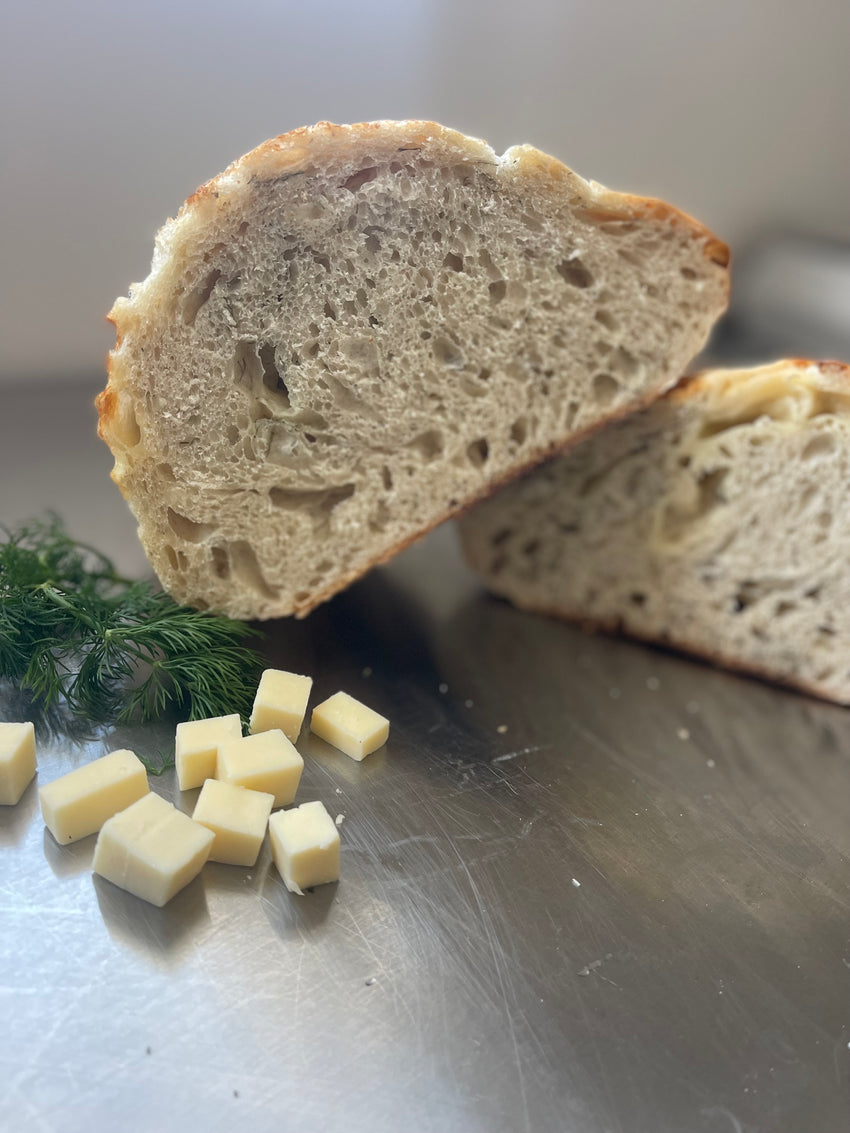 Dill & White Cheddar Sourdough Loaf from Eat Well ABQ bakery in Albuquerque