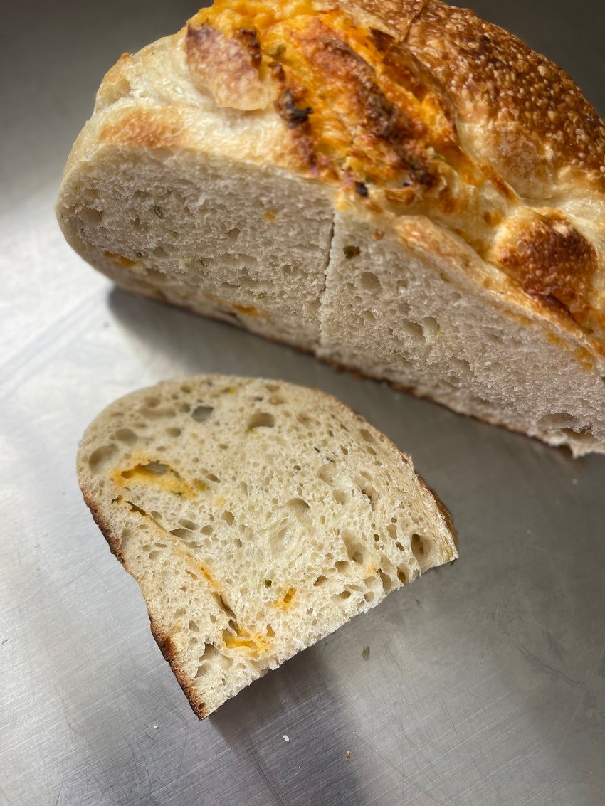 Green Chile Cheese Sourdough Loaf from Eat Well ABQ bakery in Albuquerque