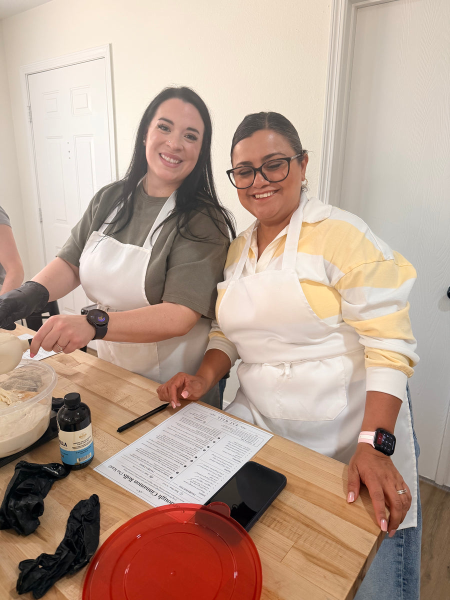Corporate guests cooking together with Eat Well ABQ