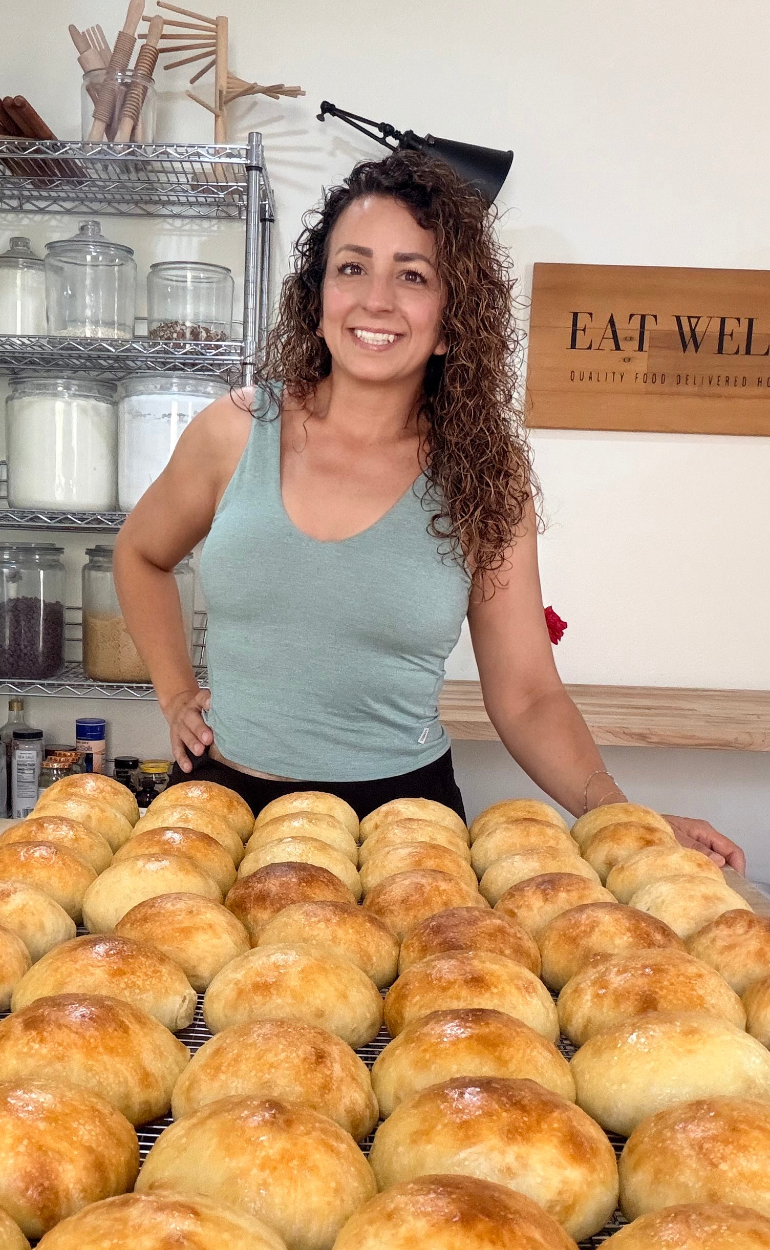 Chef Evangalene preparing sourdough dinner rolls