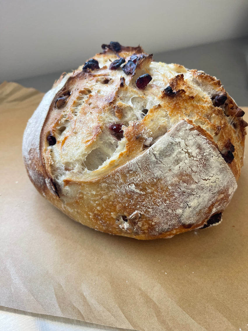 Walnut Cranberry Sourdough Loaf from Eat Well ABQ bakery in Albuquerque