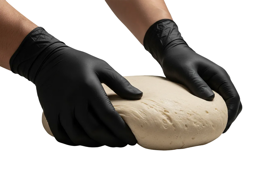 Gloved Hands Shaping Sourdough — Variation 3