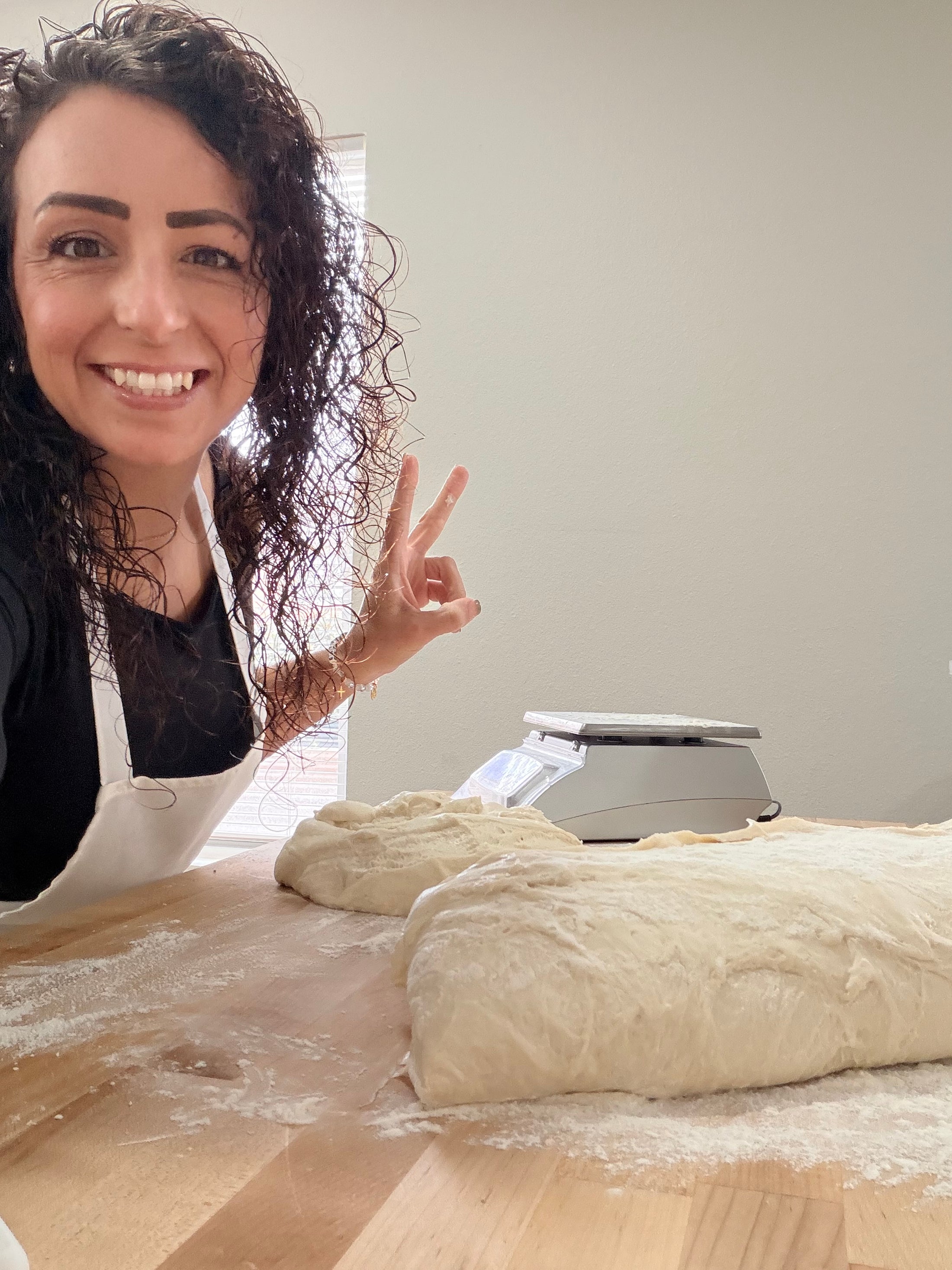 Roasted green chile ready to fold into sourdough bread