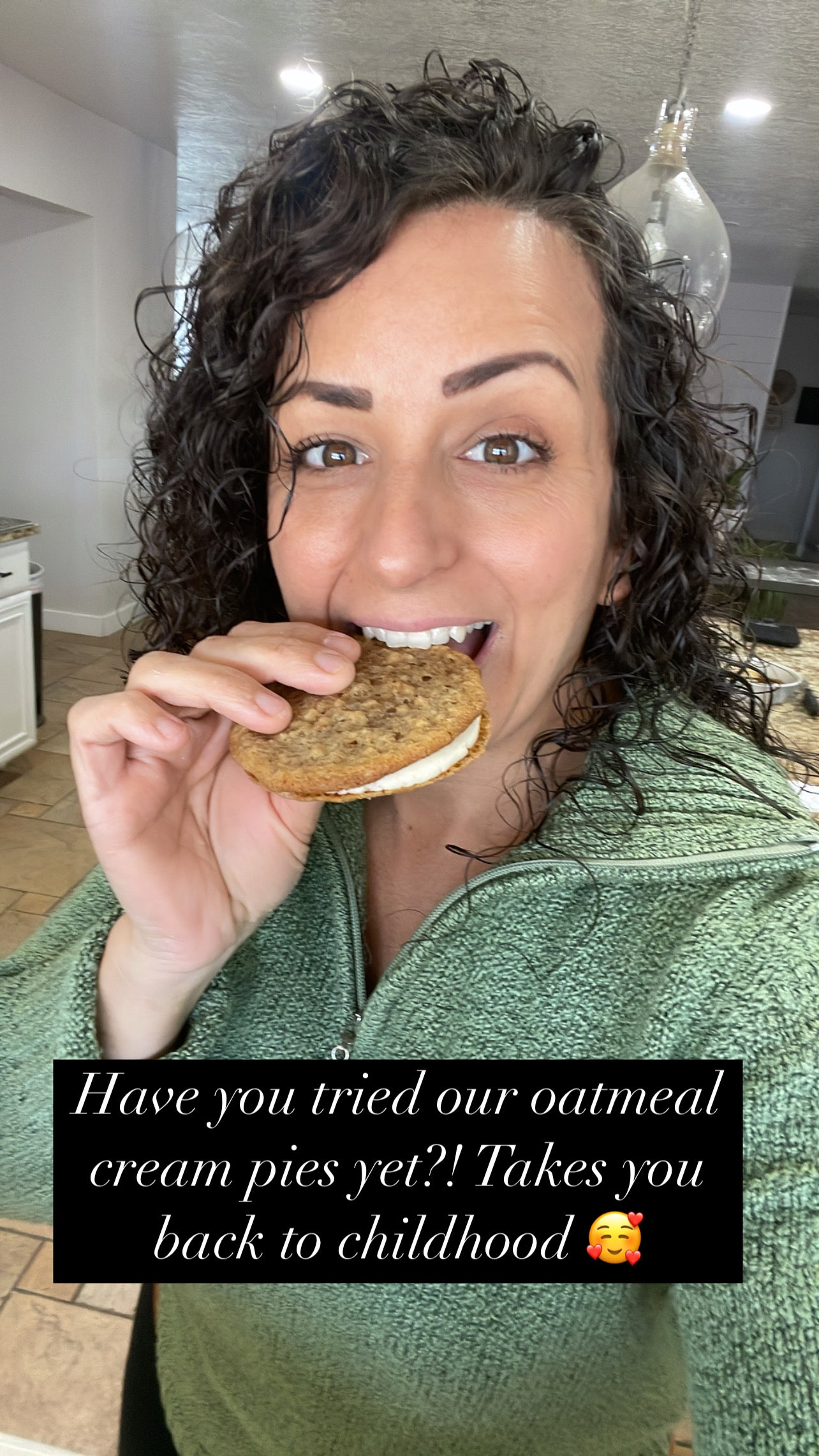 Chef Evangalene preparing sourdough oatmeal cream pie cookies