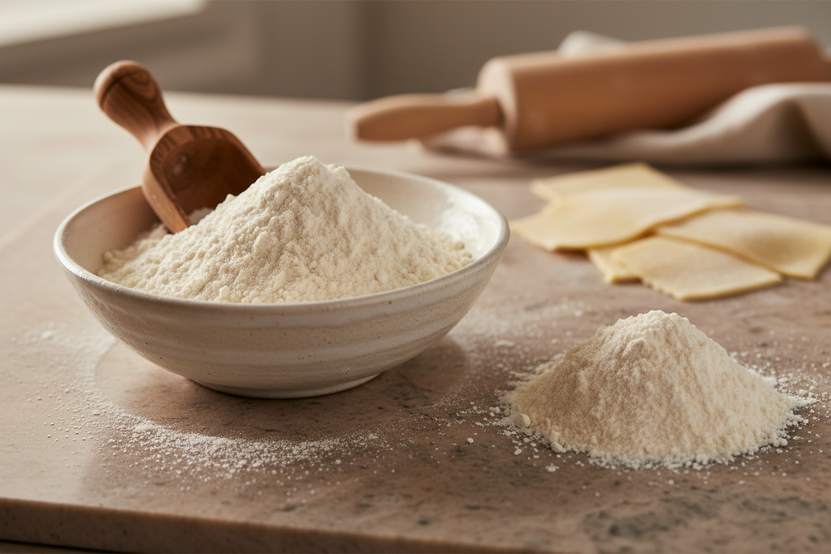 Imported Italian 00 flour for handmade pasta class at Eat Well ABQ